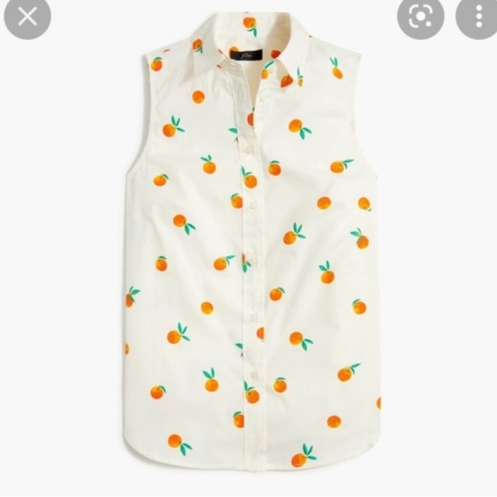 J. Crew Orange and White Carrot Print Blouse